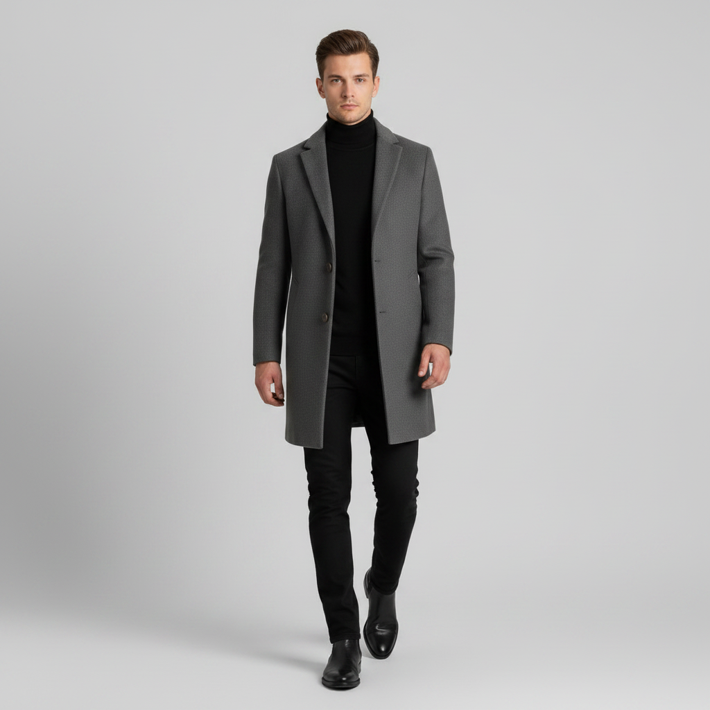 Cappotto Elegante Nero da Uomo | Cappotto Invernale Lungo
