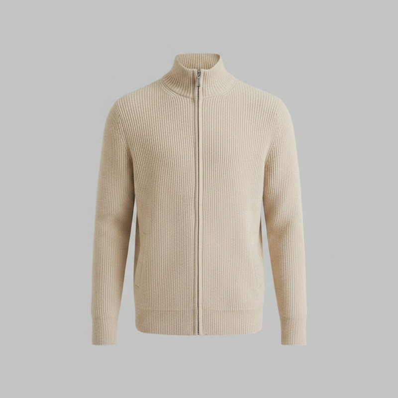 Cardigan Uomo Elegante Slim Fit con Cerniera | Maglia a Coste