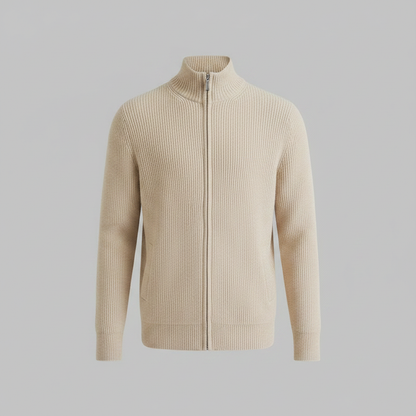 Cardigan Uomo Elegante Slim Fit con Cerniera | Maglia a Coste