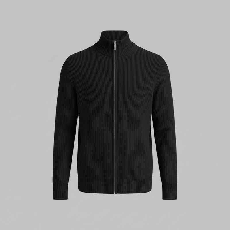 Cardigan Uomo Elegante Slim Fit con Cerniera | Maglia a Coste