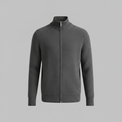 Cardigan Uomo Elegante Slim Fit con Cerniera | Maglia a Coste
