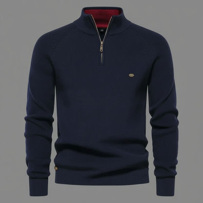 Maglione Nero Slim Fit Mezza Zip Uomo | Pullover Elegante