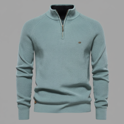 Maglione Nero Slim Fit Mezza Zip Uomo | Pullover Elegante