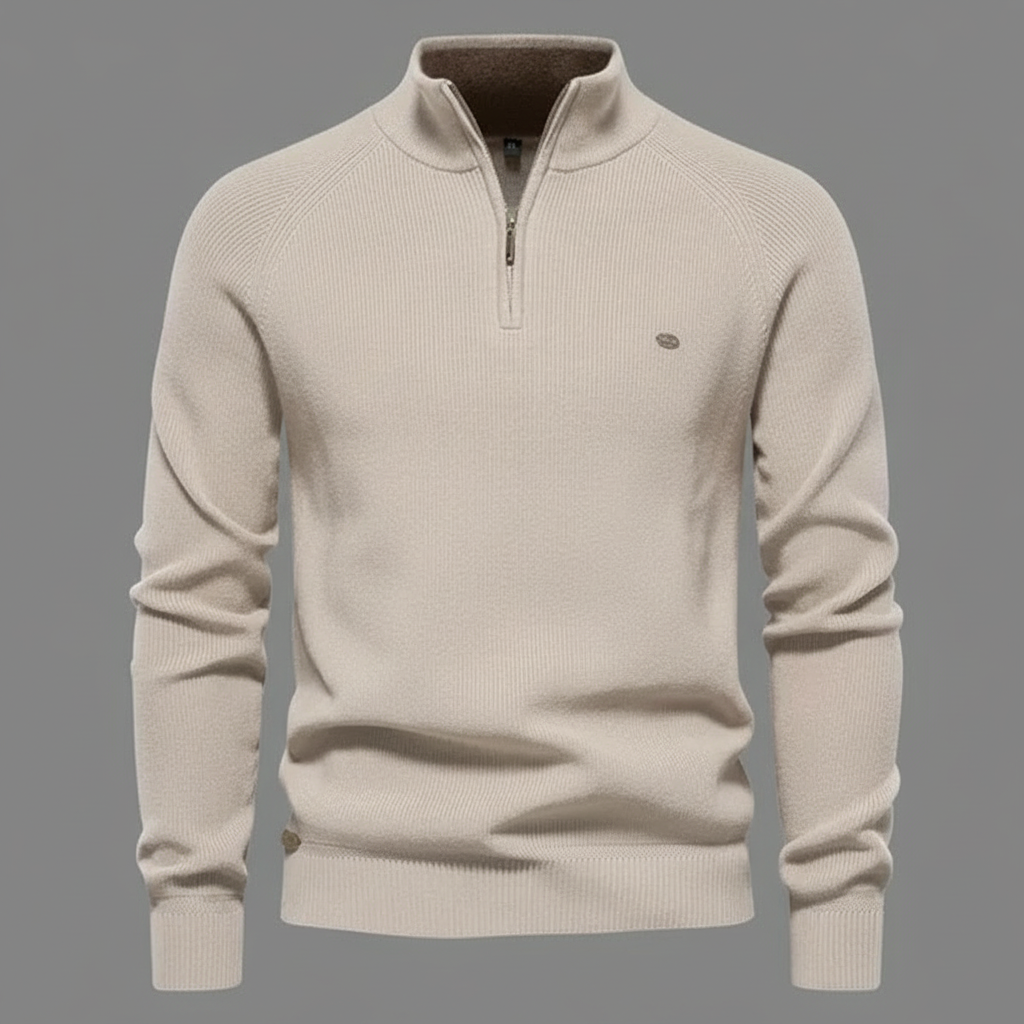 Maglione Nero Slim Fit Mezza Zip Uomo | Pullover Elegante