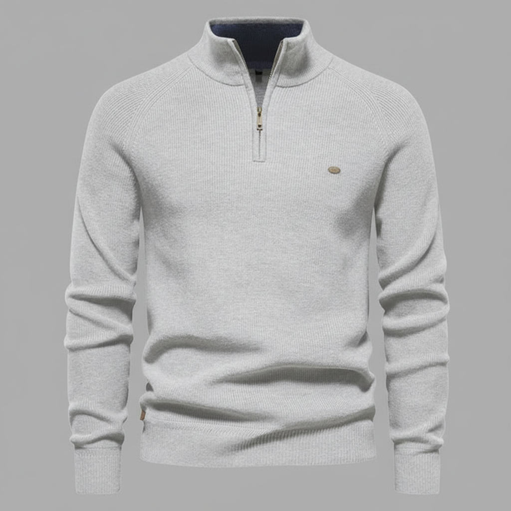 Maglione Nero Slim Fit Mezza Zip Uomo | Pullover Elegante