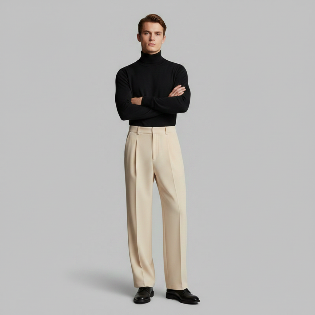Pantaloni a Pieghe Uomo | Pantaloni Formali Dritti