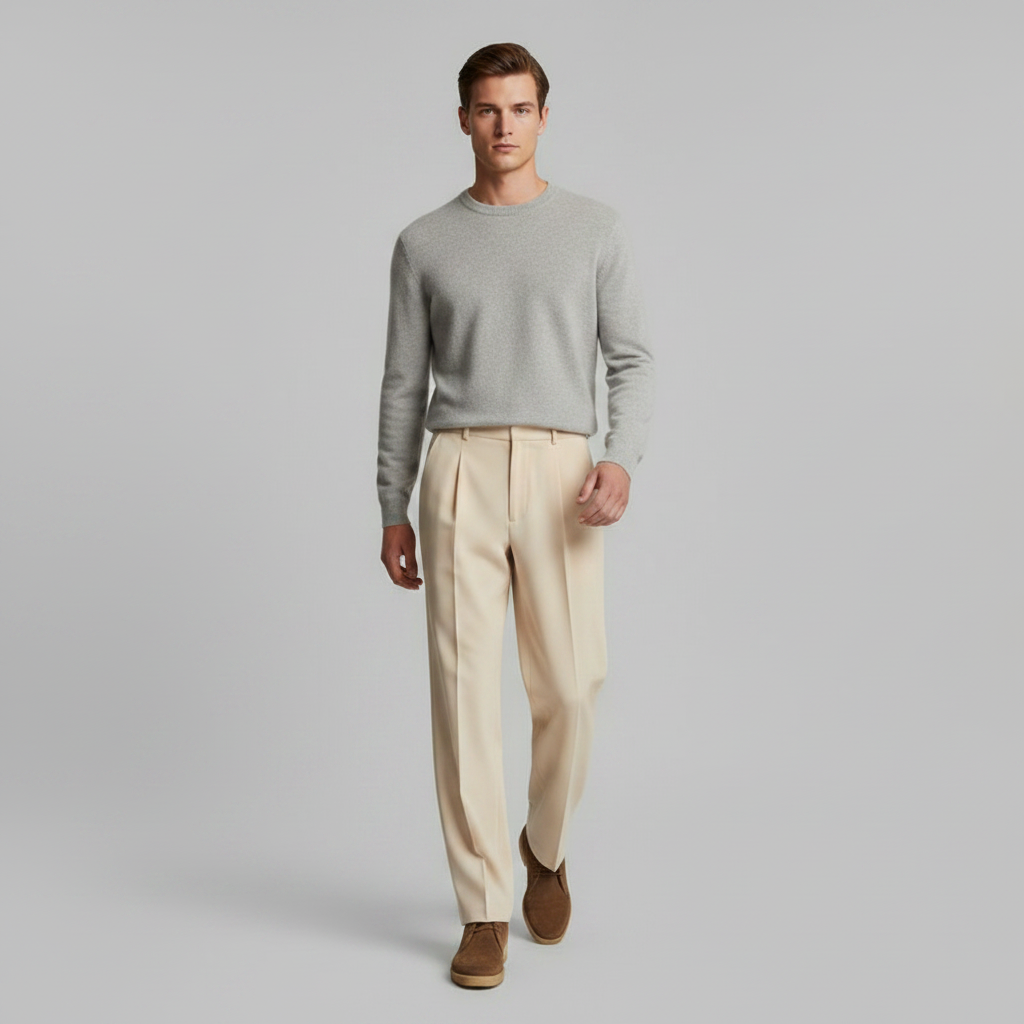 Pantaloni a Pieghe Uomo | Pantaloni Formali Dritti