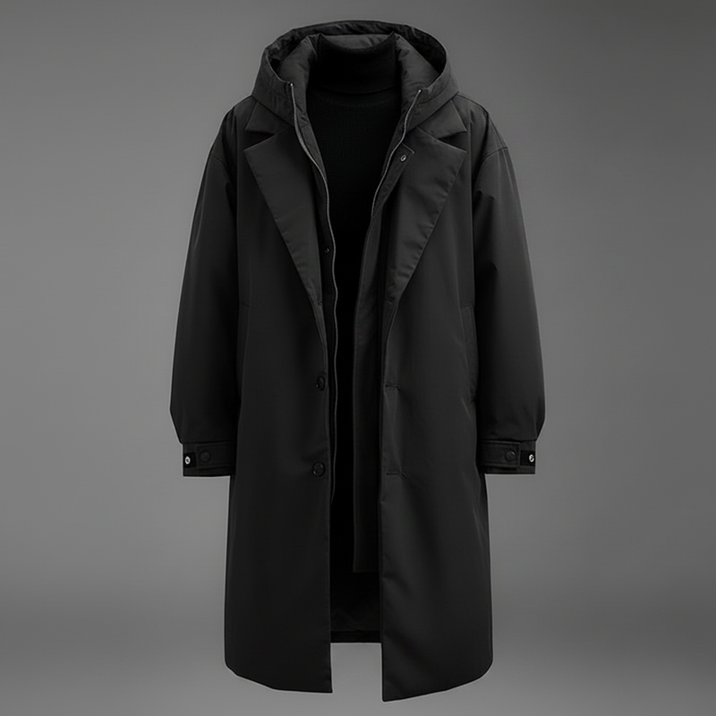 Trench Imbottito Impermeabile Uomo | Giacca Lunga con Cappuccio